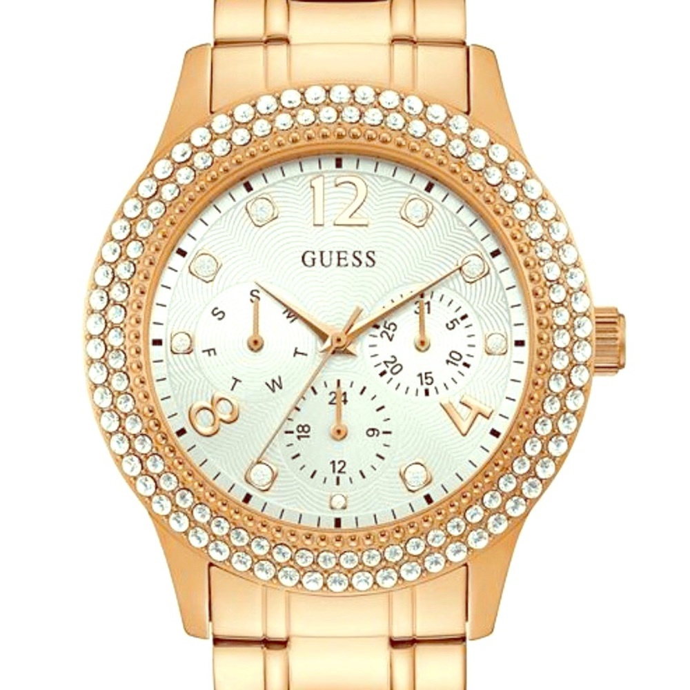 ROSE GOLD-TONE RHINESTONE SPORT WATCH